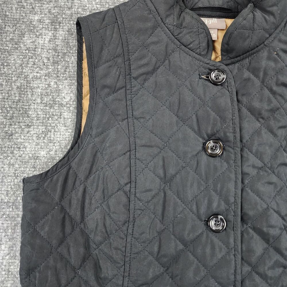 J Jill Vest Womens XS Black Heritage Quilted Button Down Lined Outdoor Hiking - Picture 7 of 16